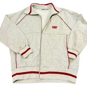 Vintage PONY Track Jacket Grey Red Trim Full Zip Athletic Men Medium